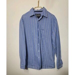 Aca Joe Mens XL Blue Stripes Vintage Fit Button Up Long Sleeve Shirt